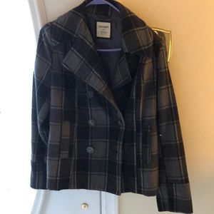 Plaid pea coat